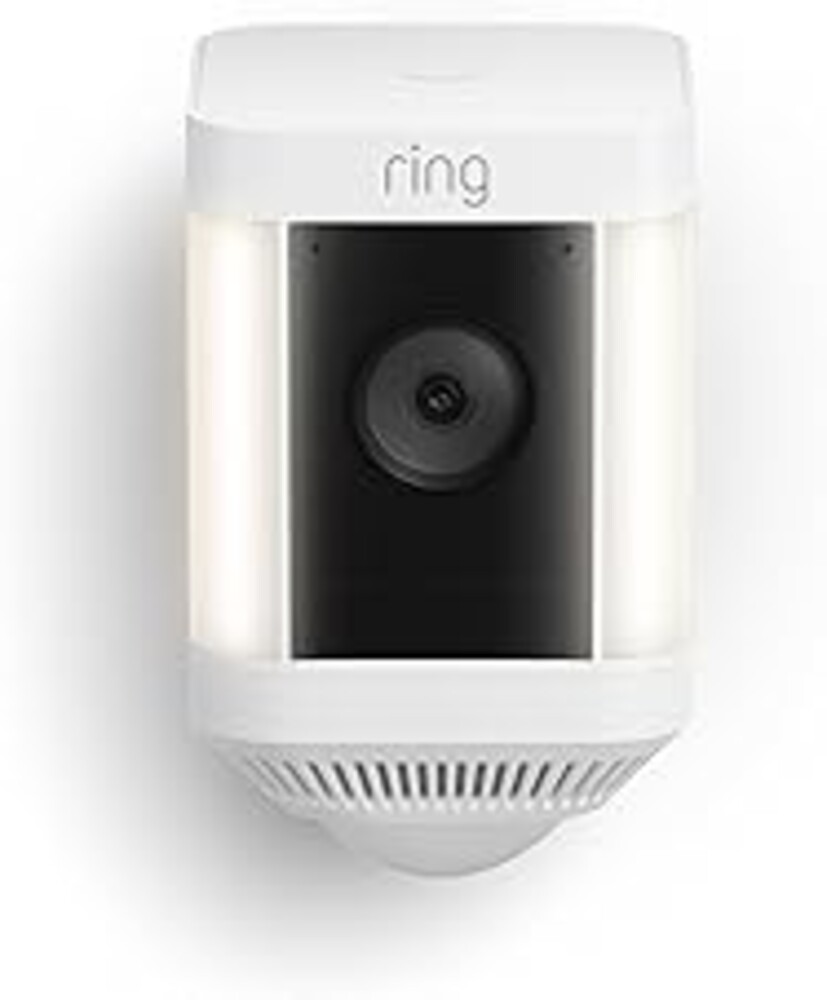 Ring Spotlight Cam Plus, Solar | Two-Way Talk, Color Night Vision, and Security Siren (newest model) - White