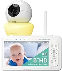 Babysense HD 5" Video Baby Monitor with Camera and Audio, No WiFi/App, Secure Closed-Loop, Night Vision, Pan-Tilt-Zoom, VOX Audio Alerts, White Noise & Lullabies, Up to 1000 ft Range, 20-Hour Battery
