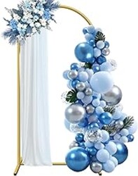 7.2 ft Arch Backdrop Stand, Metal Balloon Arch Stand, Stable Wedding Arched Frame with Square Base Ground Nails, Background Arches for Birthday Party Baby Shower Garland Decoration, Gold