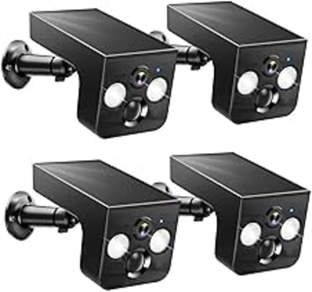 Solar Security Cameras Wireless Outdoor, 2K Solar Powered WiFi Camera, IP65 Waterproof, AI Motion Detection, Color Night Vision, Cloud & SD Card Storage, Outside Cameras for Home Security 4 Pack