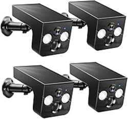 Solar Security Cameras Wireless Outdoor, 2K Solar Powered WiFi Camera, IP65 Waterproof, AI Motion Detection, Color Night Vision, Cloud & SD Card Storage, Outside Cameras for Home Security 4 Pack