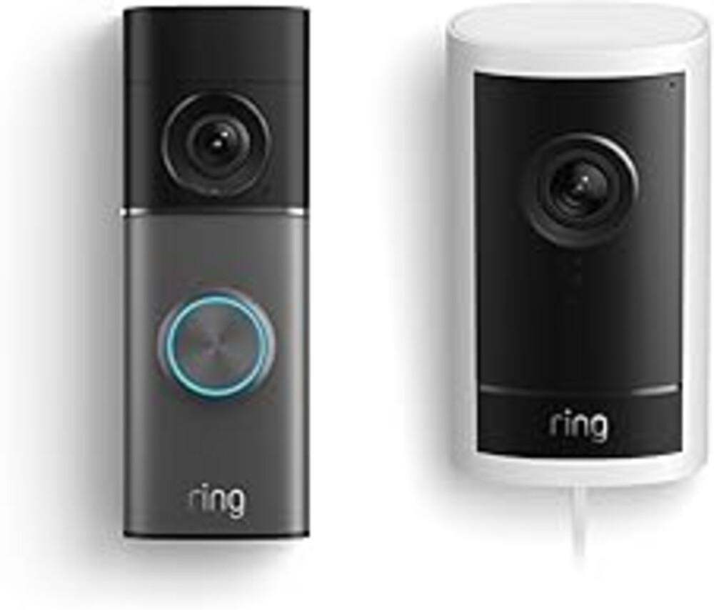 Ring Wired Doorbell Pro (Newest Model), Deep Silver with Outdoor Cam Pro, Plug-In White