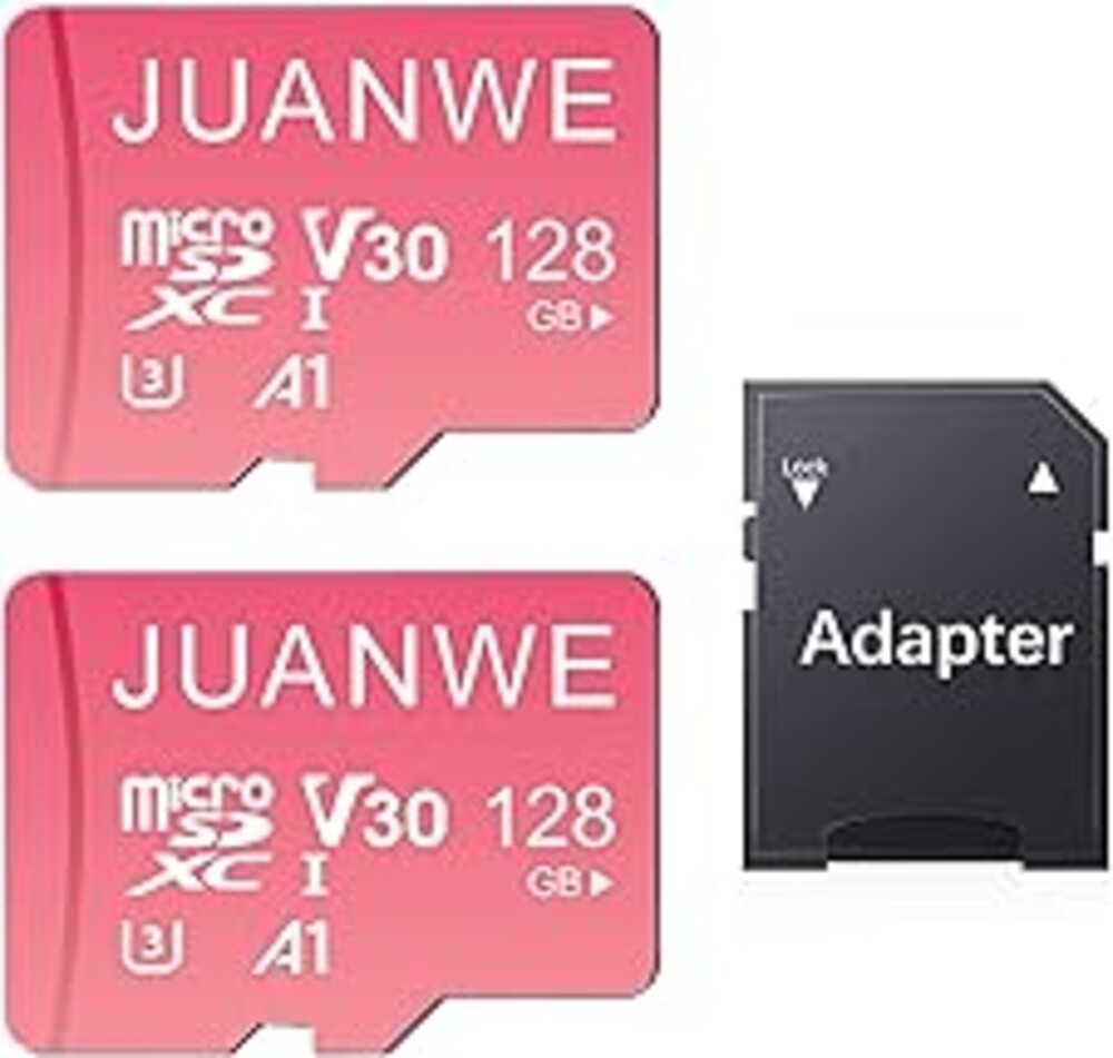 JUANWE 128GB Micro SD Card 2 Pack 128GB TF Card with Adapter, microSDXC Memory Card for Camera, Drone, U3, A1, V30, 4K UHD, UHS-I, SD Card