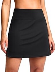 SANTINY 16" Skorts for Women with 2 Pockets High Waisted A Line Pickleball Golf Skort Casual Athletic Tennis Skirt
