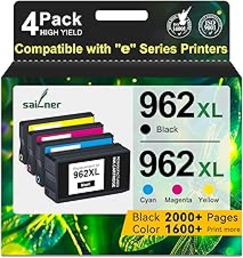 962XL Ink Cartridges for HP 962XL Ink Cartridges Combo Pack Work for HP Officejet Pro 9015e 9010 9025e 9015 9025 9018e 9025e 9020 Printer for HP 962 (4 Pack)