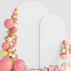 Wokceer Wedding Arch Backdrop Cover 7.2FT, 6FT Spandex Fitted White Arch Covers 2 Set Round Top Chiara Arches Backdrop Cover for Birthday Party Ceremony Banquet Decoration