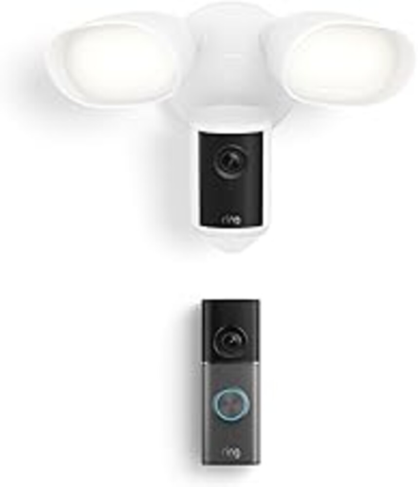 Ring Wired Doorbell Pro (Newest Model), Deep Silver with Floodlight Cam Pro (Newest Model), White