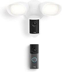 Ring Wired Doorbell Pro (Newest Model), Deep Silver with Floodlight Cam Pro (Newest Model), White