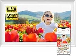 BIGASUO 15.6" Digital Picture Frame, 64GB WiFi Digital Frame Frameo with 1920x1080 FHD IPS Touch Screen, Share Photos Videos via Frameo App, Support SD/USB Drive, Best Gifts for Parents/Grandparents