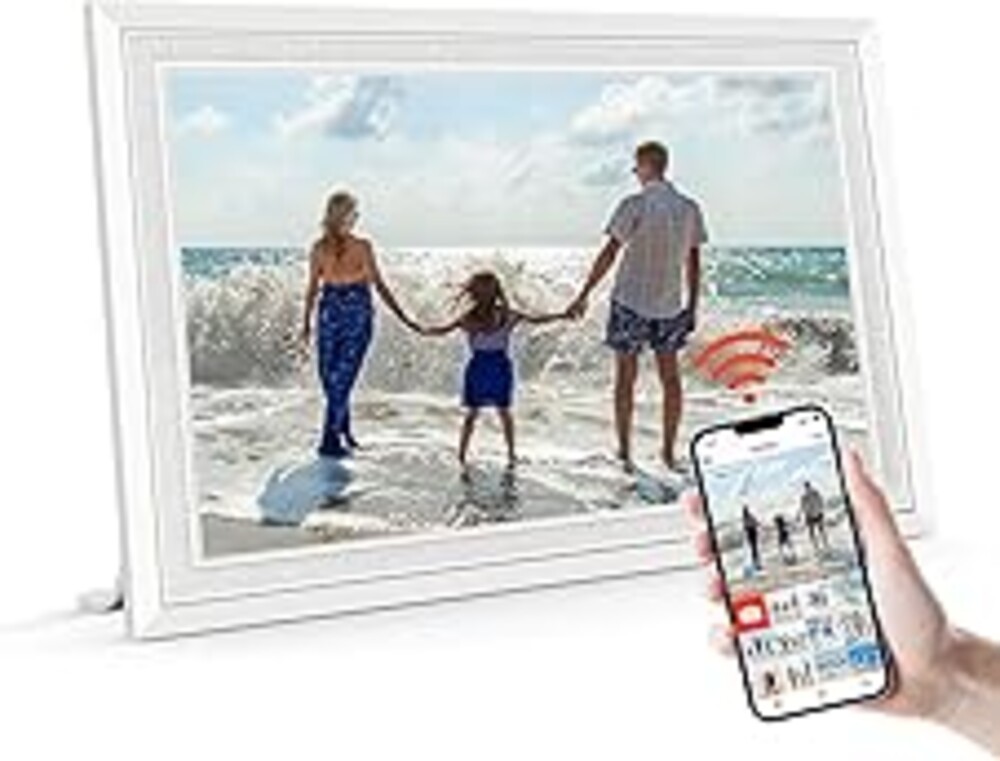 Frameo 10.1" Digital Picture Frame with 32GB Memory White WiFi Electronic Photo Frame 1280 x 800 IPS HD Touch Screen Auto-Rotate Slideshow Wall Mountable Share Photos/Video Remotely Anywhere