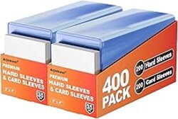 400 Pack Card Sleeves Hard Plastic, Arjiekwei 3"X4" Baseball Cards Protectors Plastic, Premium Card Holder for Trading Sports Baseball Football Game Cards (200 Rigid + 200 Clear)