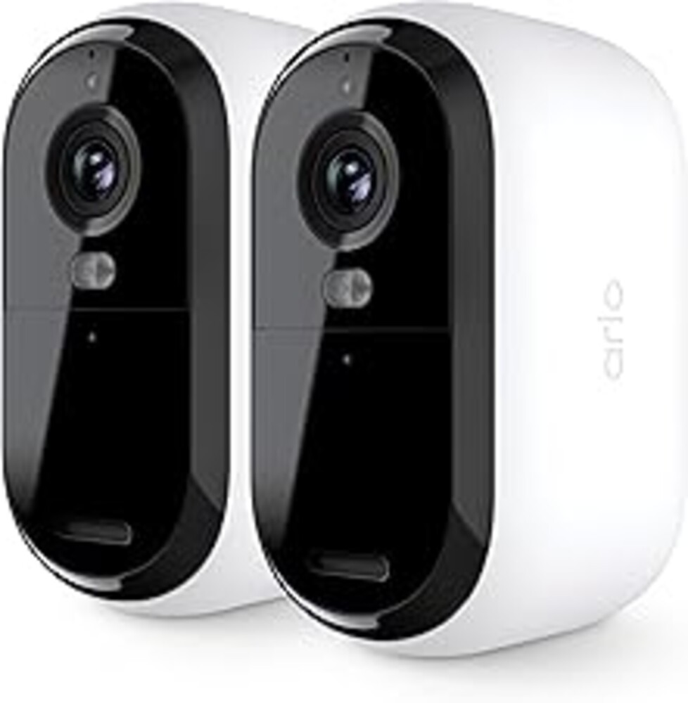 Arlo Essential Security Cameras Wireless Outdoor 2K (2nd Gen, 2023 Release) - Battery Power, Person Recognition, Package Detection, Animated Preview, 1-Month Trial of Secure Plan, 2 Cam, White