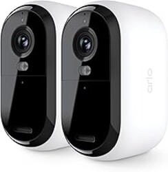 Arlo Essential Security Cameras Wireless Outdoor 2K (2nd Gen, 2023 Release) - Battery Power, Person Recognition, Package Detection, Animated Preview, 1-Month Trial of Secure Plan, 2 Cam, White