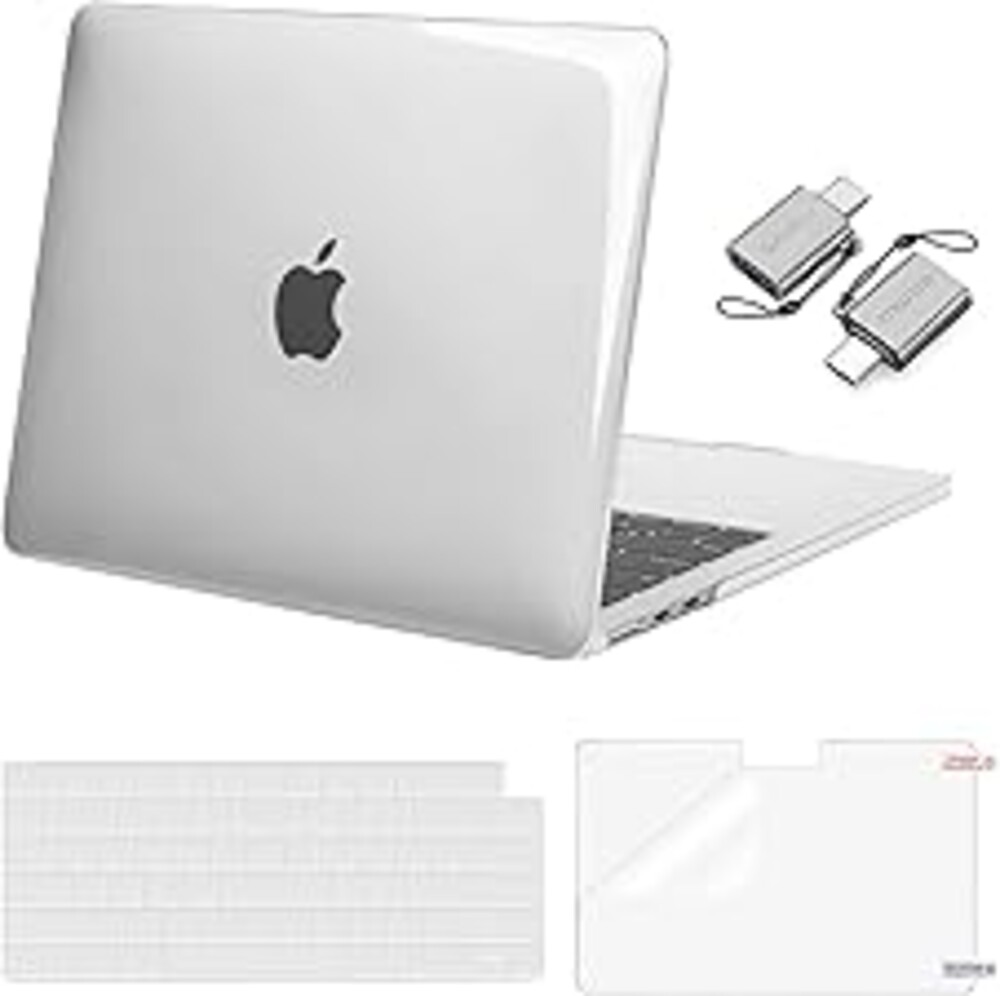 MOSISO Compatible with MacBook Air 13 inch Case M5 2026 M4 2025 M3 M2 2024-2022 A3449 A3240 A3113 A2681, Hard Shell&Keyboard Cover&Screen Film&Type C for MacBook Air 13.6 inch Case, Crystal Clear