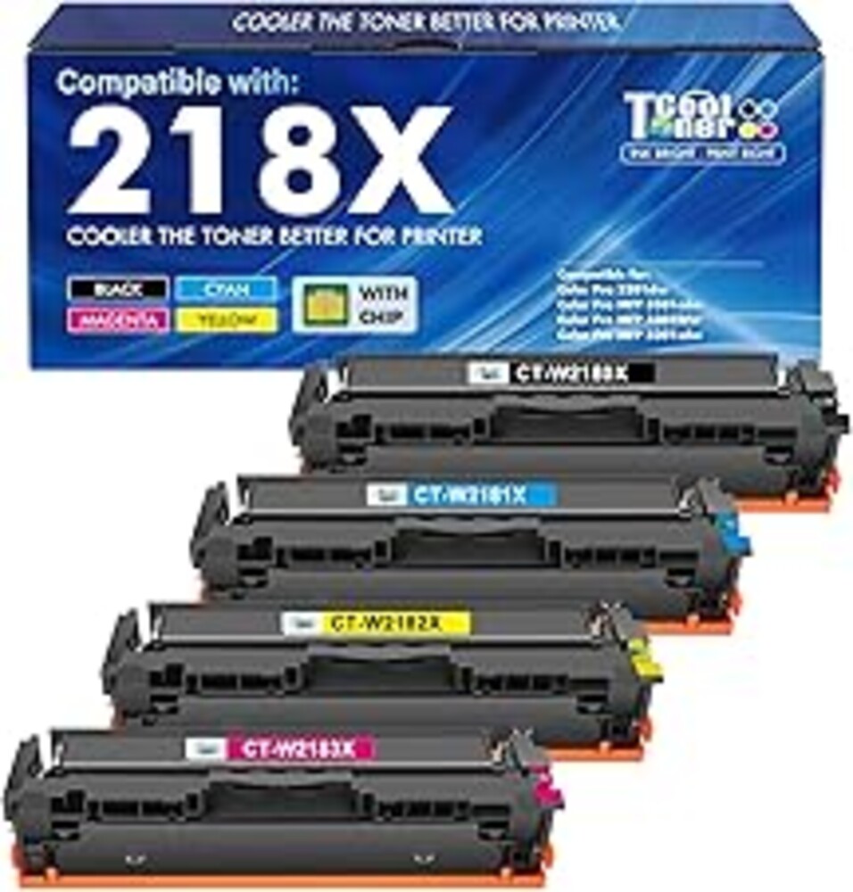 218X Toner Cartridges 4 Pack 218 3301fdw 3201dw 3301 218A Compatible for HP 218X 218A Color LaserJet Pro MFP 3301cdw 3301sdw Printer Ink Set W2180X High Yield with Chip (Black Cyan Yellow Magenta)