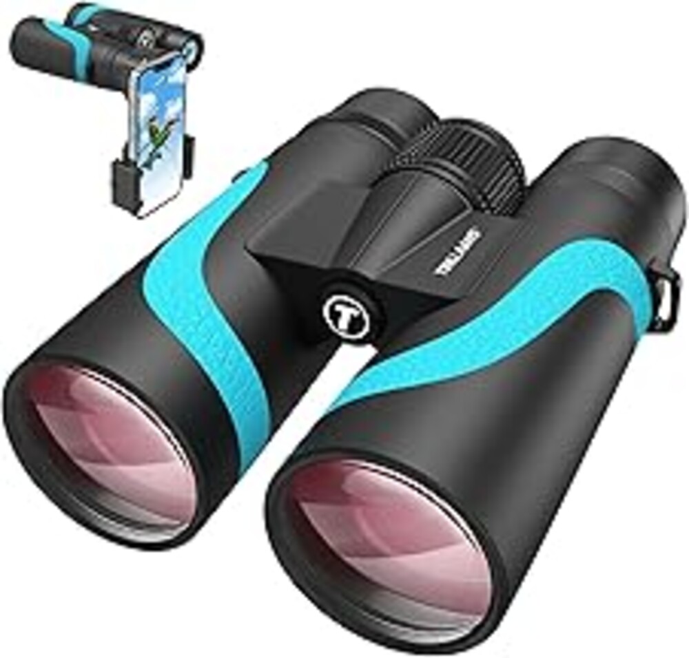 15x55 UHD Binoculars for Adults High Powered with Phone Adapter - Large View, BAK4 Prism, Waterproof, Lightweight for Bird Watching, Hunting, Cruise, Travel, Camping (Blue)