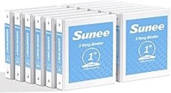 SUNEE 3 Ring Binders 1 Inch 12 Pack, Clear View Binders Bulk Three Ring PVC-Free (Fit 8.5x11 Inches) for School or Office Business Supplies, White