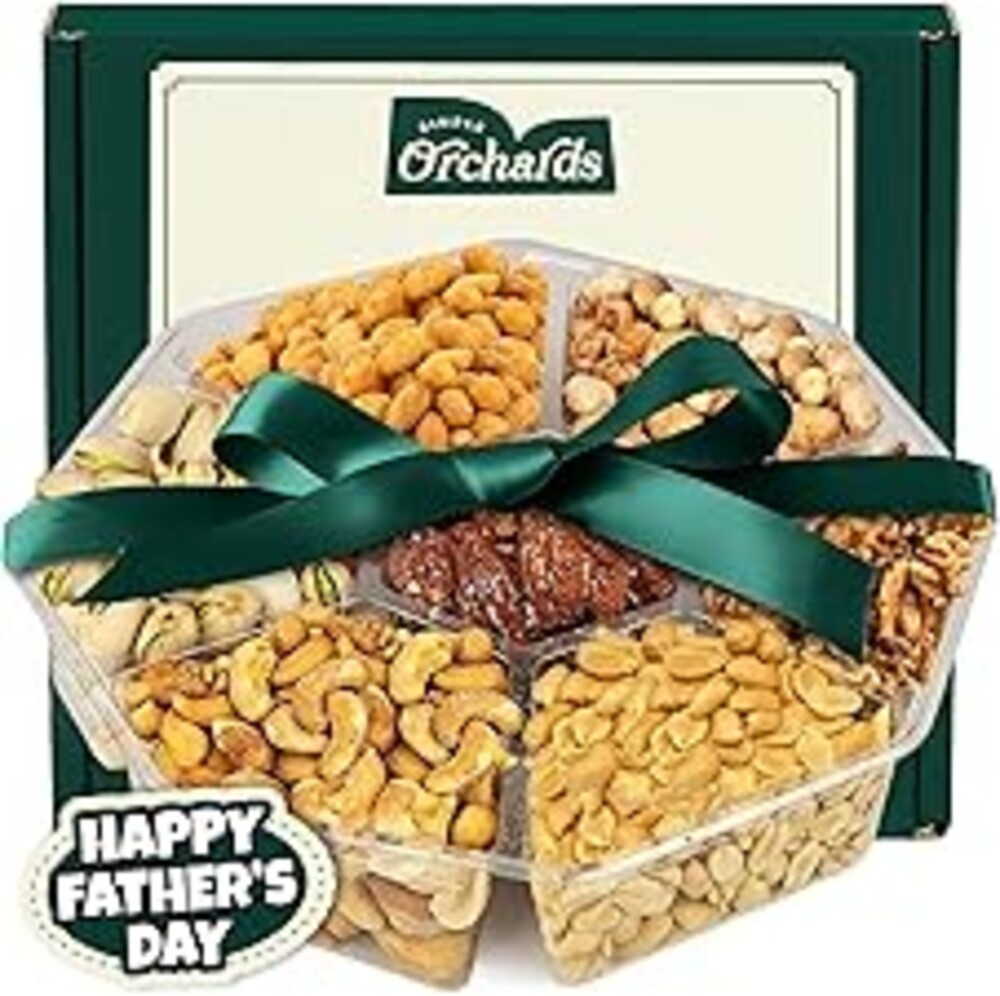 Fathers Day Nuts Gift Basket - Gourmet Food Gift Basket With a Variety of Freshly Roasted Nuts - Beautifully Packaged Gift for Birthday, Sympathy. (Large Family Pack)