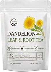 Organic Dandelion Leaf & Root Tea, Supports Kidney Function and Healthy Digestion, Caffeine Free, 40 Tea Bags