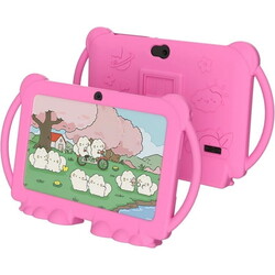 7 Inch Kids Tablet, Android Toddler Tablet for Kids, 4GB RAM+32GB ROM, Quad-core Processor, Parental Control, 1024x600 HD Screen, 3000mAh Battery, 8MP Camera Tablets PC with Silicone Case, Pink