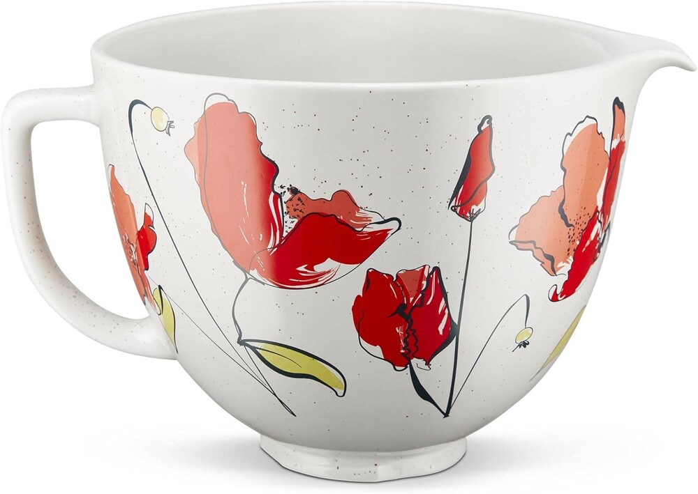 KitchenAid 5 Quart Ceramic Bowl for all 4.5-5 Quart Tilt-Head Stand Mixers KSM2CB5PPY, Poppy
