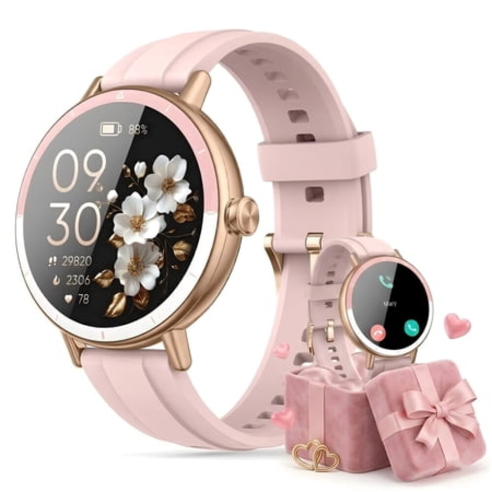 2026 Cillso Smart Watch Fits for Android and iPhone, 1.27" Vibrant HD Display Smartwatch for Women with Bluetooth Call, IP68 Waterproof Fitness Activity Tracker, Ideal Gift, Rose Gold Pink