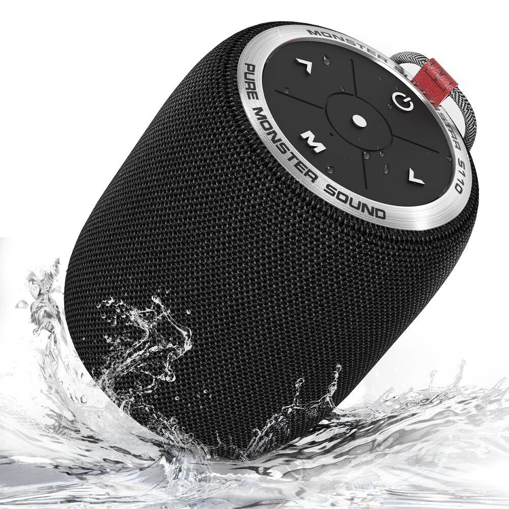 Monster S110 Bluetooth Speaker, Portable Bluetooth 5.3 Speakers with True Wireless Stereo Pairing for Louder Stereo Sound, Built-in Mic, Portable Wireless Speaker for Home or Indoor