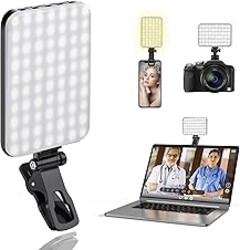 ALTSON 60 LED Portable Selfie Light Video Conference Lighting with Clip & Camera Tripod Adapter Rechargeable 2200mAh CRI 97+, 3 Light Modes for Phone iPhone Webcam Laptop Photo Makeup