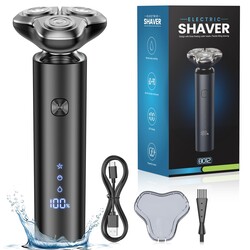 Electric Razor for Men, Men's Electric Shaver, 3-Blade Rotary Shaving System, Touch Switch, Type-C Fast Charging, LED Display, Travel Lock, 90+ Minutes Run Time