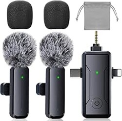 PGDLOF 3 in 1 Wireless Mini Microphone for iPhone Android Phone Camera: Lavalier Lapel Mic for Video Recording - Noise Cancelling Clip on Shirt Microphones for Tiktok YouTube Podcast Vlogging