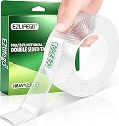EZlifego Double Sided Tape Heavy Duty, Nano Double Sided Adhesive Tape, Clear Mounting Tape Picture Hanging Adhesive Strips (9.85FT)