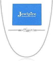 Jewlpire 1.3mm Box Chain 14K Gold Plated 925 Sterling Silver Chain Necklace for Women, Thin & Sturdy Womens Chains Necklace 14 16 18 20 22 24 26 Inches