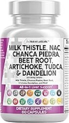 Clean Nutraceuticals Milk Thistle NAC Chanca Piedra Beet Root Artichoke Astragalus Dandelion Root - Liver Cleanse Detox & Repair Supplement Plus TUDCA Choline & Ginger - 1Pack