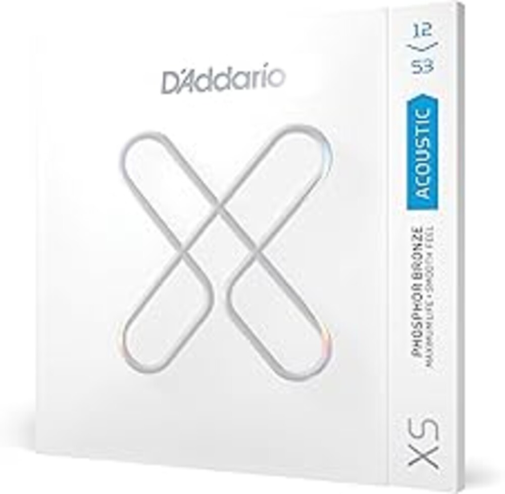 D'Addario Acoustic Guitar Strings, XS Phosphor Bronze Coated, XSAPB1253, Light Gauge 12-53, 6-String Set, Pack of 1