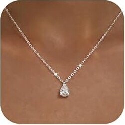 KISSCLOUD Gold Necklace for Women 14K Gold Plated Dainty Pendant Chain Puffy Heart Italian Horn Radiant Sun Compass CZ Teardrop Bow Charm Trendy Jewelry Gift