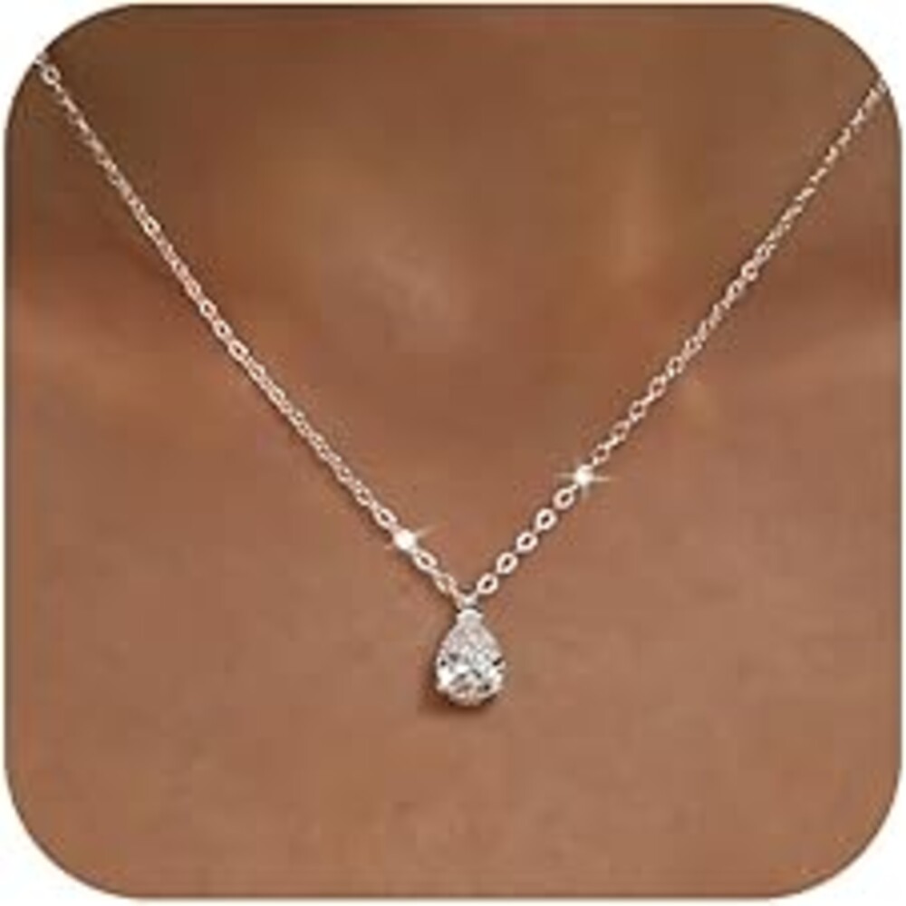 KISSCLOUD Gold Necklace for Women 14K Gold Plated Dainty Pendant Chain Puffy Heart Italian Horn Radiant Sun Compass CZ Teardrop Bow Charm Trendy Jewelry Gift