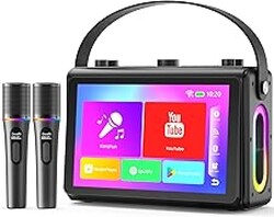 Karaoke Machine for Adults, Built-in 10.1" HD Lyrics Screen, Supports WiFi Bluetooth HDMI USB and TF, Portable Karaoke Player with 2 Wireless Microphones for Home Party Family Gathering