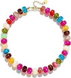 Lmzpjzml Chunky Colorful Beaded Necklaces for Women Big Bead Boho Choker Necklace Trendy Heart Statement Necklace Summer Beach Jewelry Mothers Day Gifts for Mom Daughter