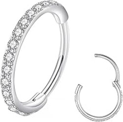 BLESSMYLOVE Clear CZ Nose Rings & Earrings - 316L Surgical Steel - Cartilage, Conch, Daith, Helix, Rook, Tragus, Lobe & Snug Body Piercing Jewelry - 20G, 18G
