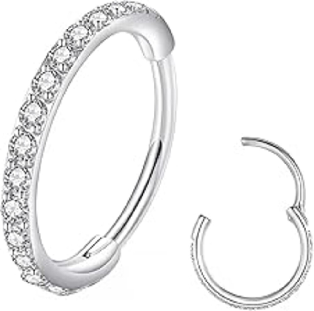 BLESSMYLOVE Clear CZ Nose Rings & Earrings - 316L Surgical Steel - Cartilage, Conch, Daith, Helix, Rook, Tragus, Lobe & Snug Body Piercing Jewelry - 20G, 18G