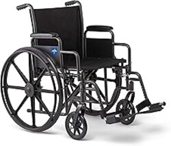 Medline Wheelchair with Swing-Back Desk Arms, Swing-Away Footrests, 20" Seat, Foldable, 300-lb Weight Capacity