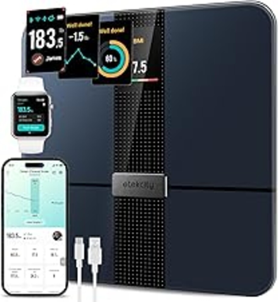 Etekcity FSA&HSA Eligible Smart Scale for Body Weight Fat, Digital Weighing Machine for Accurate BMI Muscle Mass Composition, Apple Health Compatible Fitness Equipment,TFT,‎Tempered Glass,Black