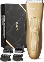 MANSPOT Hair Trimmer for Men, Father's Day, Anniversary & Birthday Gifts for Men, Dad, Him, Husband & Boyfriend, Premium Manscape Trimmer with 4 Guards & Replaceable Ceramic Blade