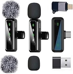 ordele Wireless Lavalier Microphone for iPhone - iPad, Android Phone Computer, Mini Microphone for Live Streaming, Video Recording, Outdoor or Indoor Interviews, YouTube, TikTok, Vlog (Black)