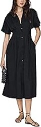 Yeokou Shirt Dress for Women Summer Casual Short Sleeve Button Down Loose Pleated Maxi Sundress with Pockets