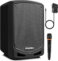 Pyle Bluetooth Karaoke PA Speaker - Indoor / Outdoor Portable Sound System with Wireless Mic, Audio Recording, Rechargeable Battery, USB / SD Reader, Stand Mount - for Party, Control - PSBT65A Black