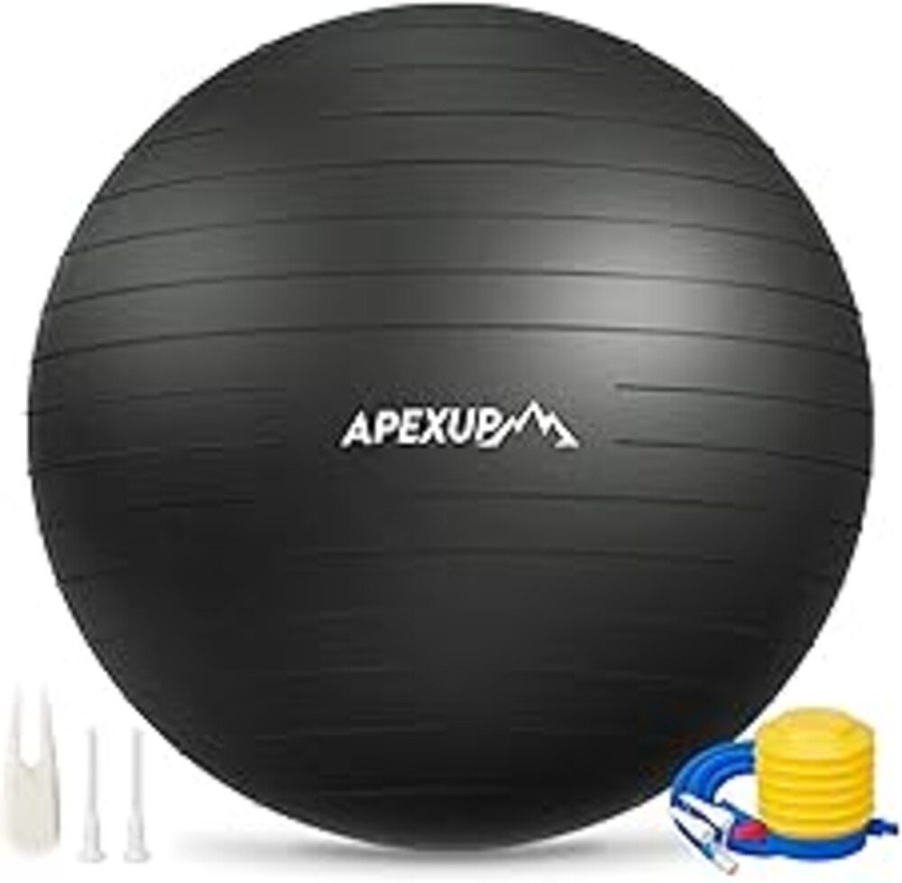 APEXUP Yoga Ball Exercise Ball Anti Slip Heavy Duty for Fitness, Balance & Core Workout, Balance Training, Pregnancy & Physical Therapy, 5 Sizes