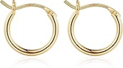 M MOOHAM Gold Plated Hoop Earrings for Women - Hypoallergenic 14K Gold Plated Hoops Earrings Set for Sensitive Ears Earring Stack for Women Trendy Jewelry Gifts Lightweight 13-60mm