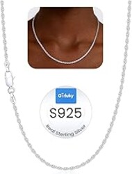 Girluky 1.5mm 2mm Rope Chain 925 Sterling Silver Chain Necklace for Women, Sturdy Durable Women's Chains Necklace, 16 18 20 22 24 26 Inch