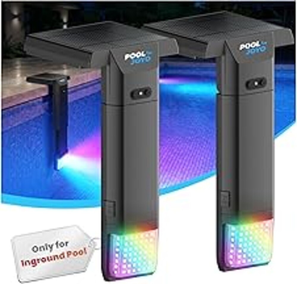 Solar Pool Lights Only for Inground Pools with Remote, 56 LEDs Brighter 3-Sided 180° Underwater Glow, 10 Colors 4 Modes, 3 Brightness Levels, IP68 Waterproof（2 Pack）